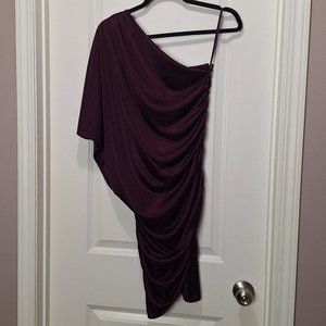 Le Chateau Mini Asymmetrical Purple Metallic Party Dress